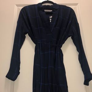 Navy/blue stripped long sleeve midi dress
